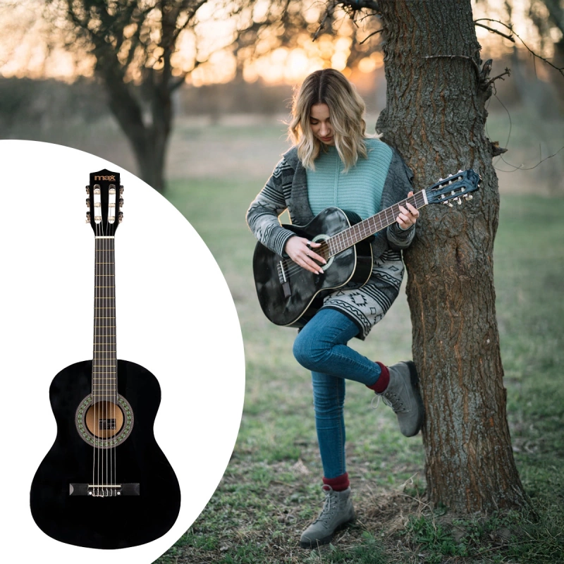 Gitara klasyczna 3/4 dla dziecka młodzieżowa SoloArt Max czarna+ akcesoria