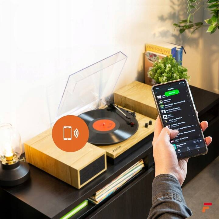 Gramofon retro Fenton RP165L z Bluetooth i głośnikami - Drewno (Lightwood) + winyl