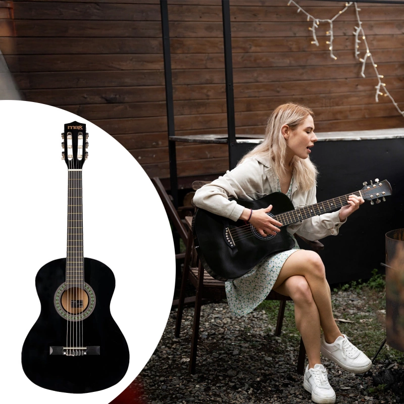 Gitara klasyczna 3/4 dla dziecka młodzieżowa SoloArt Max czarna+ akcesoria