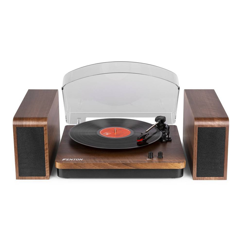 Gramofon z głośnikami RP168W BT USB Fenton brązowy