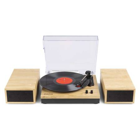 Gramofon retro Fenton RP165L z Bluetooth i głośnikami - Drewno (Lightwood) + winyl