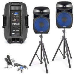 Aktywny zestaw kolumn Vonyx VPS152A 1000 W + statywy + mikrofon